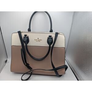 Kate Spade New York Satchel Handbag Cream Taupe Black Crossbody Shoulder Bag